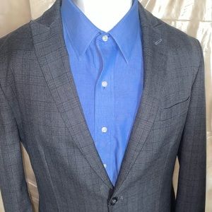 John Varvatos Sport Coat Blazer 42 Reg Gray Check